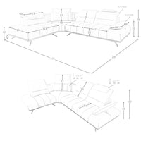 Divano angolare sinistro in pelle grigio chiaro