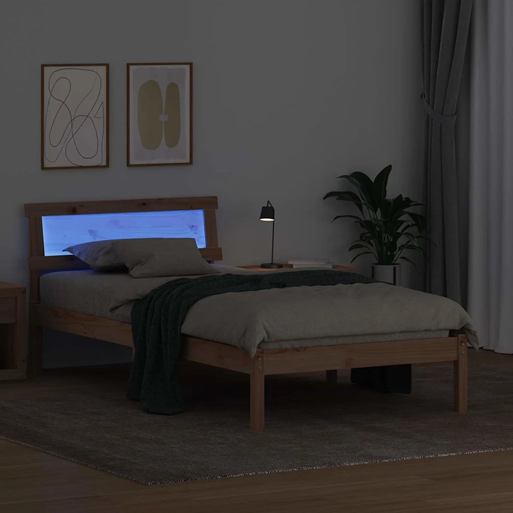 Struttura del letto Marrone 90 x 190 cm Pino massello 872842