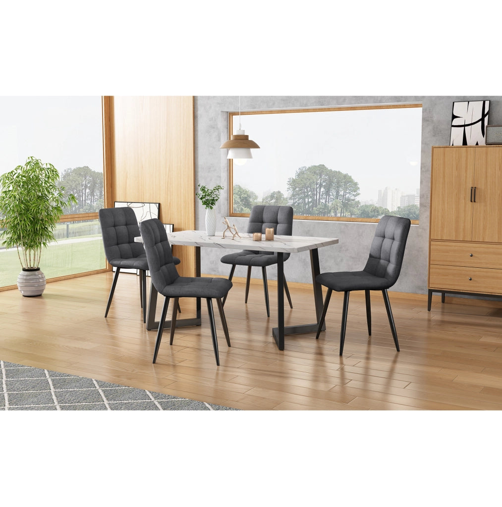 Set 4 sedie da pranzo grigie in lino e metallo