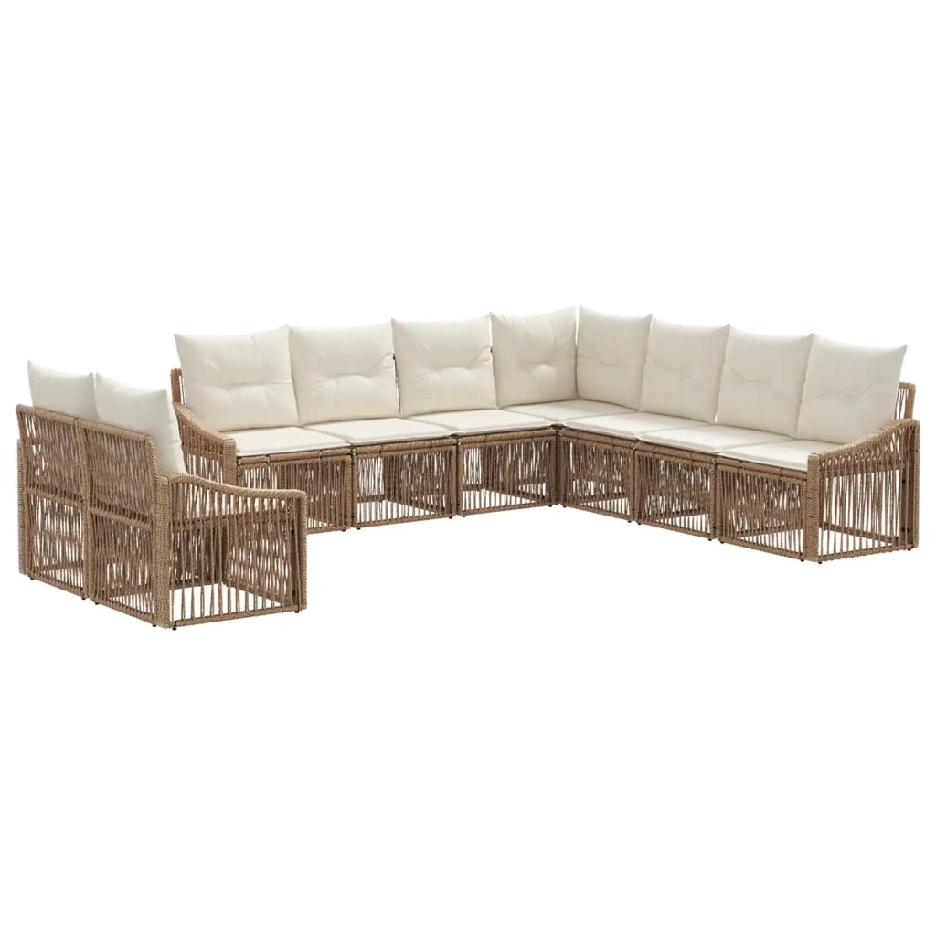 Set Divano da Giardino 9 pcs Beige polyrattan 3436047