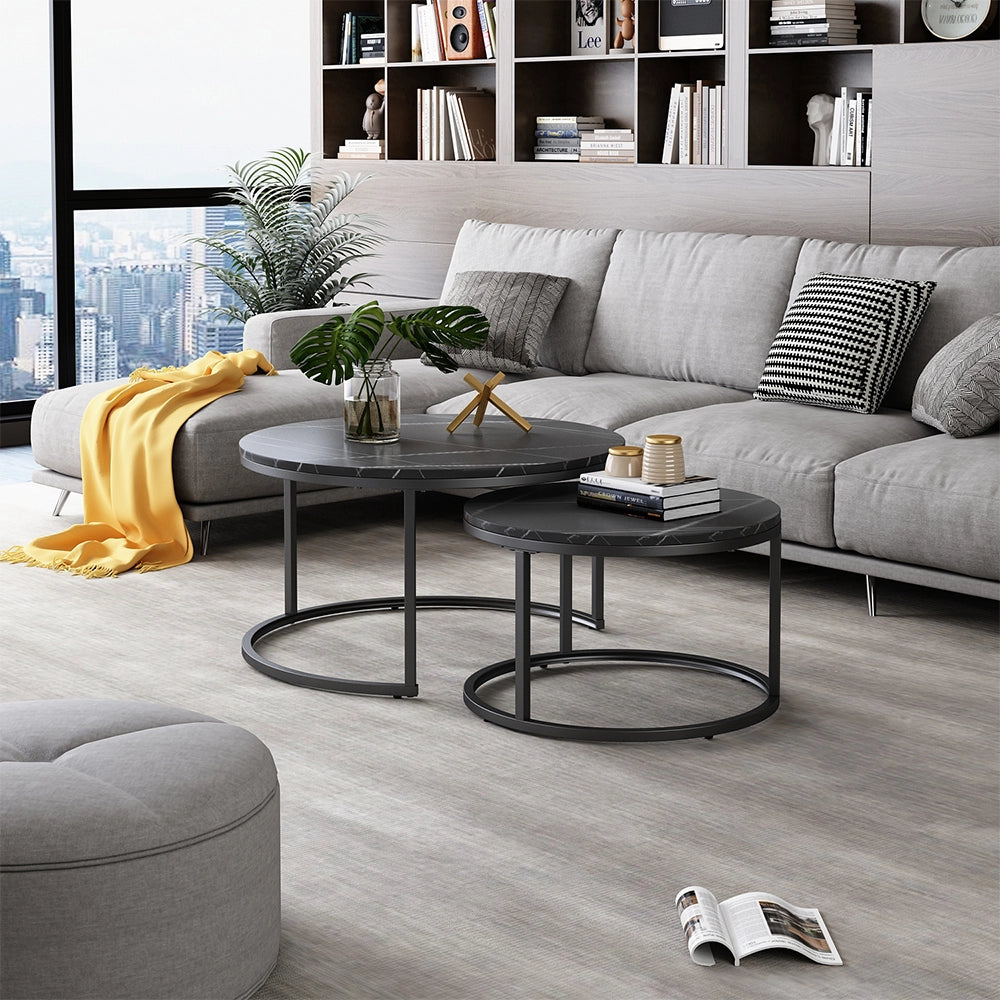 Vicco Set di tavolini Nero 77 x 40 cm 2 parti