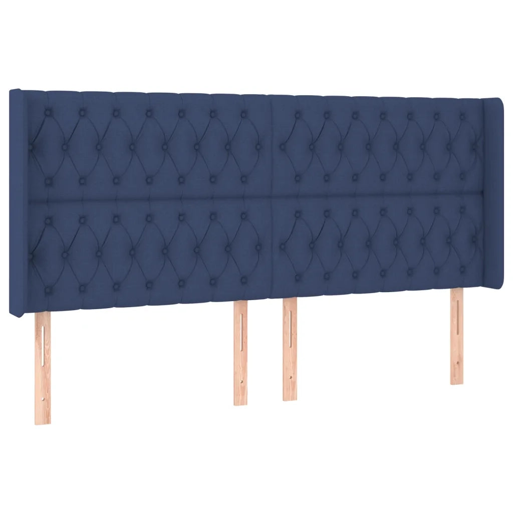 Testiera ad Orecchio-Testata con Orecchie Blu 183x16x118/128 cm in Tessuto 766232