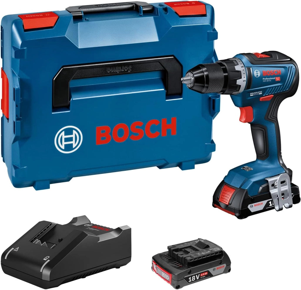 Bosch Professional 06019H5201 - Trapano avvitatore GSR 18 V, 55 (2 batterie da 2,0 Ah, max. Coppia di serraggio: 55 Nm, in L-BOXX), 18 V, blu