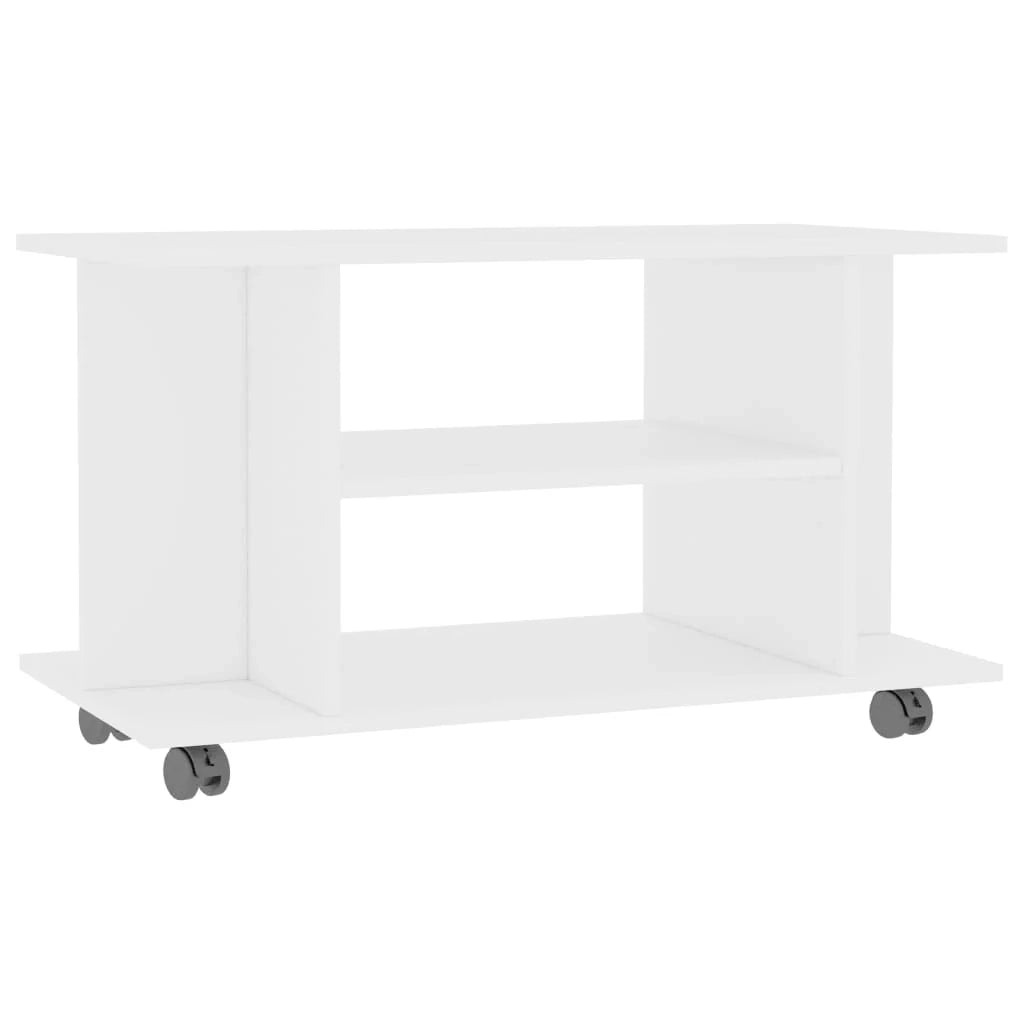 Mobile TV multimediale scaffale TV credenza mobile TV sala da pranzo soggiorno camera da letto con rotelle 80 x 40 x 45 cm legno ingegnerizzato bianco 02_0026932