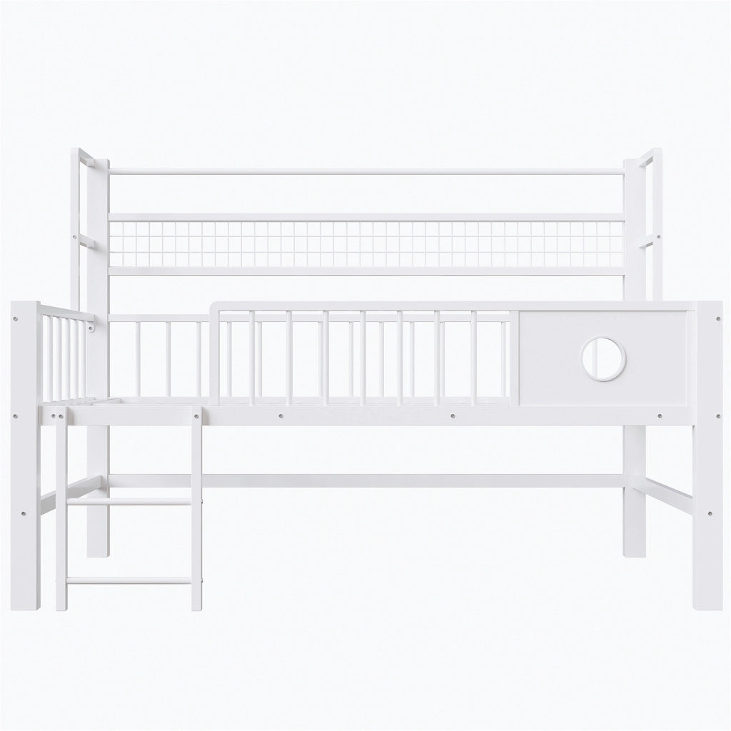 Letto basso per bambini 90*200cm bianco struttura metallica deposito ideale per bambini e giovani