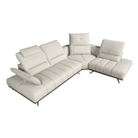 Divano angolare destro in pelle grigio chiaro