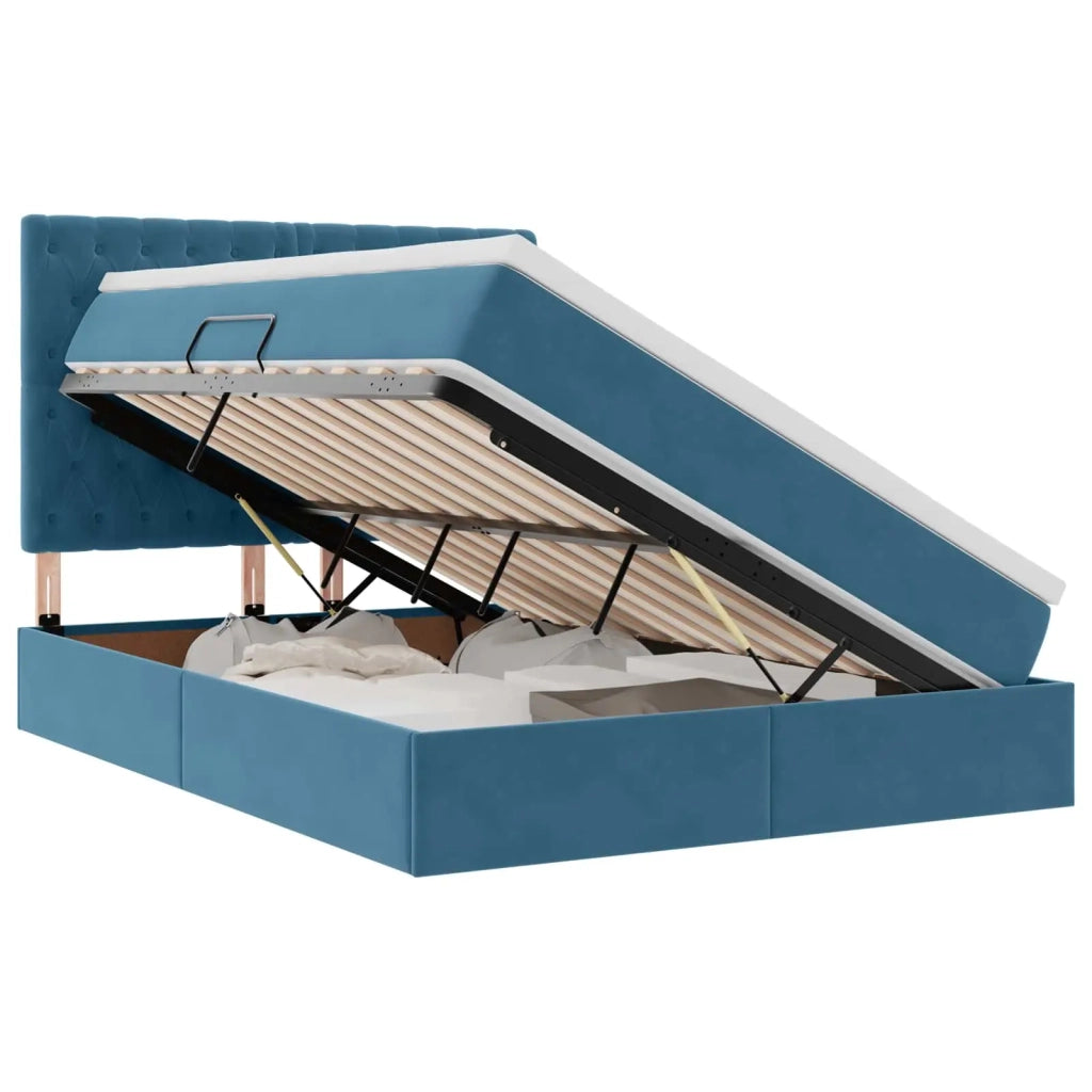Letto con contenitore e materasso Blu Scuro 140 x 200 cm