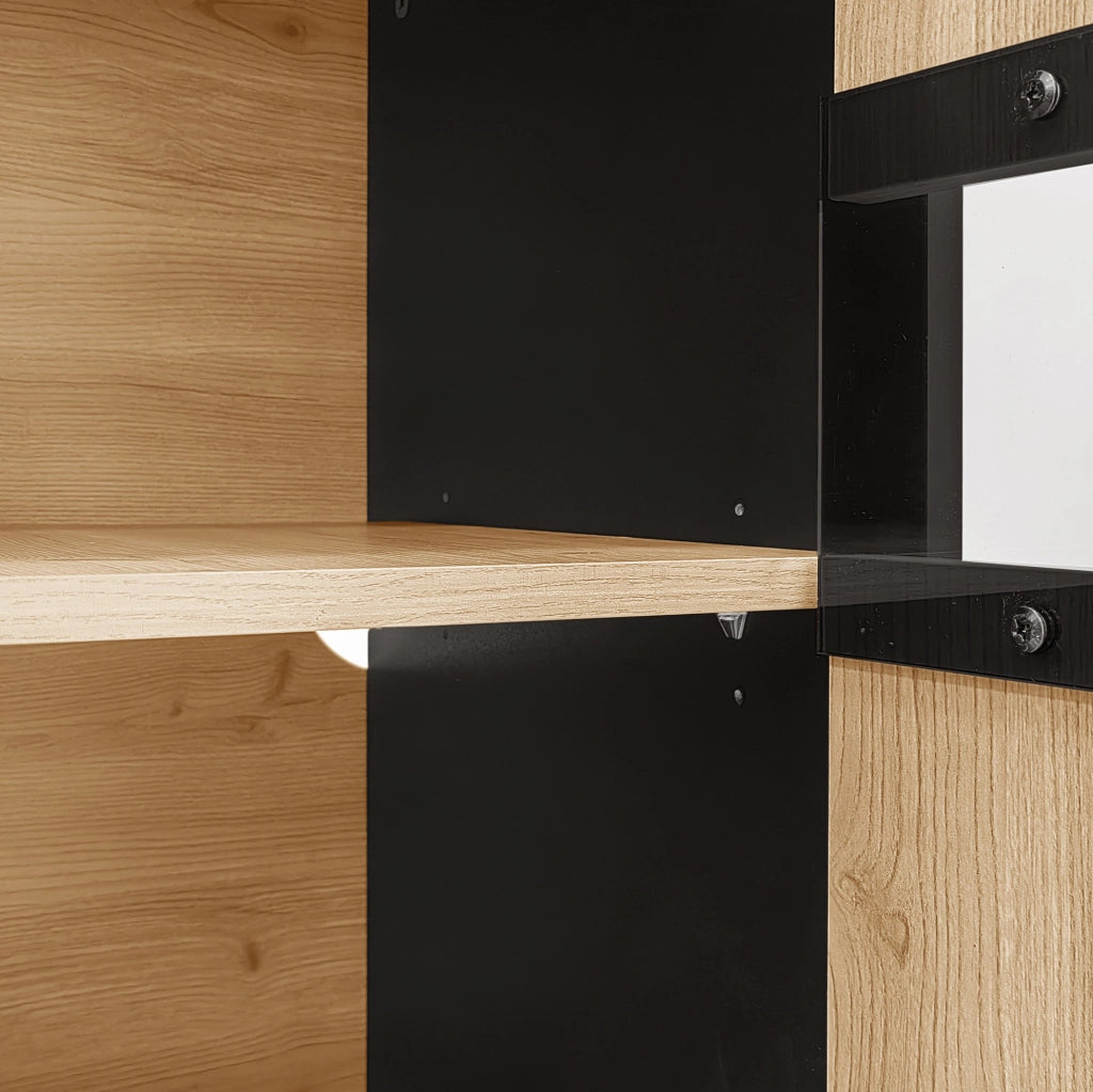 credenza 140 x 78,5 x 41 cm legno e nero - contenitore LED