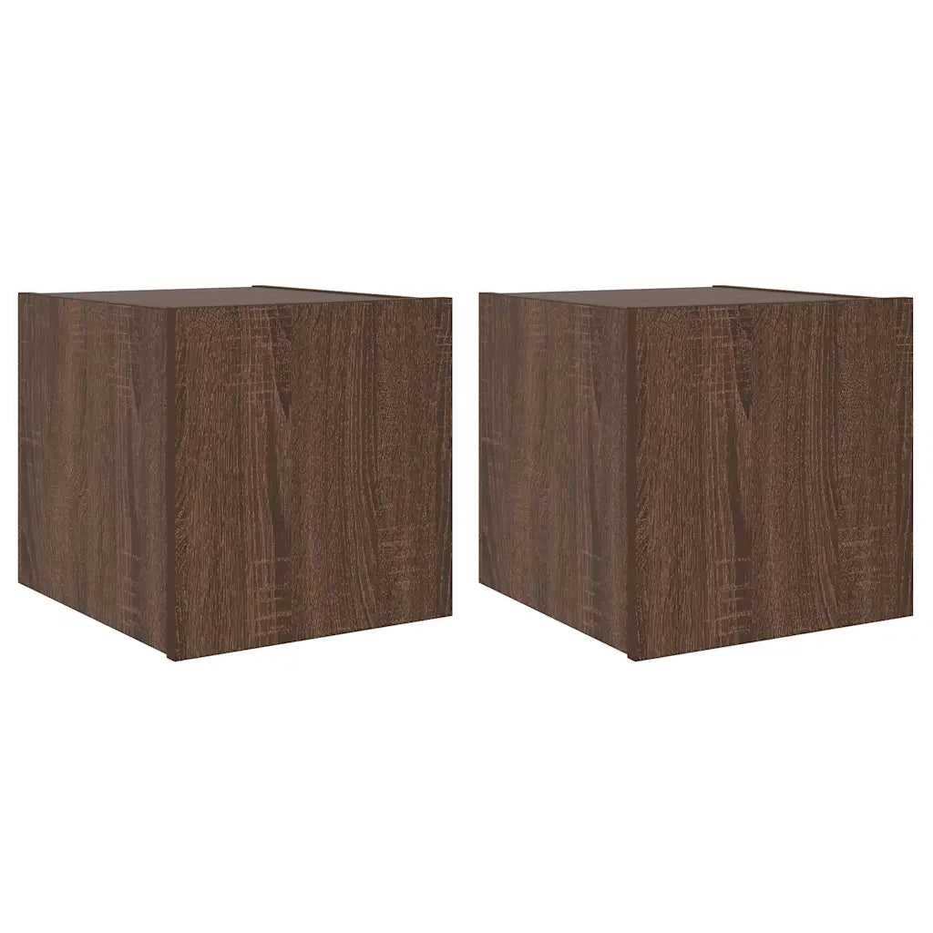 Mobili TV a Parete con Luci LED 2pz Rovere Marrone 30,5x35x30cm 837231