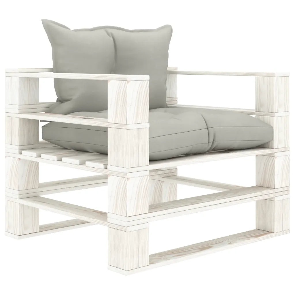 Poltrona da Giardino Pallet con Cuscini Tortora in Legnocod mxl 96287