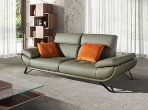 Divano a 3 posti in pelle verde oliva