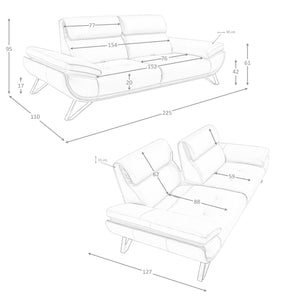 Divano a 3 posti in pelle verde oliva