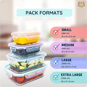 Contenitore di conservazione alimentare in vetro, 4-Pack Contenitore di vetro