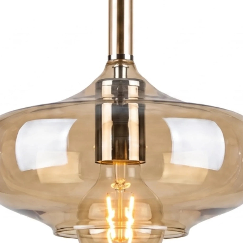 Sospensione Imbuto 1 Luce Ambra E Cromo Luceart Design