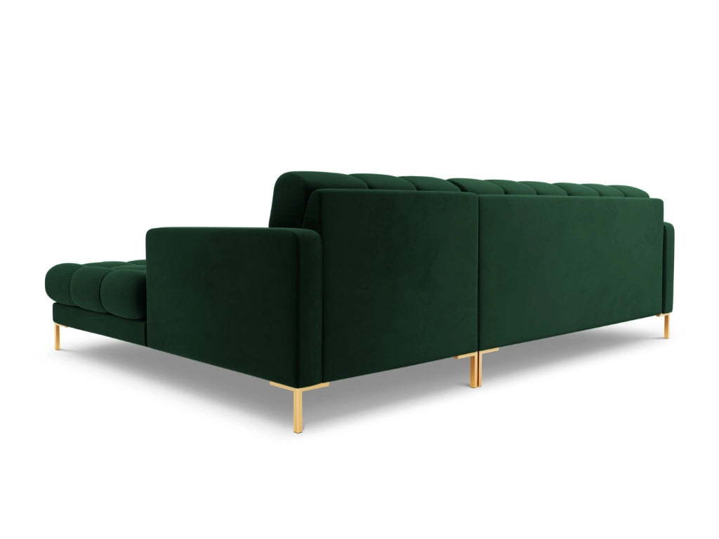 Cosmopolitan Design - Divano angolare destro "Bali" 5 posti in velluto verde bottiglia 