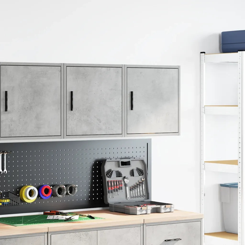 Pensili per Garage 2 pz Grigio Cemento in Legno Multistrato CFW9529384