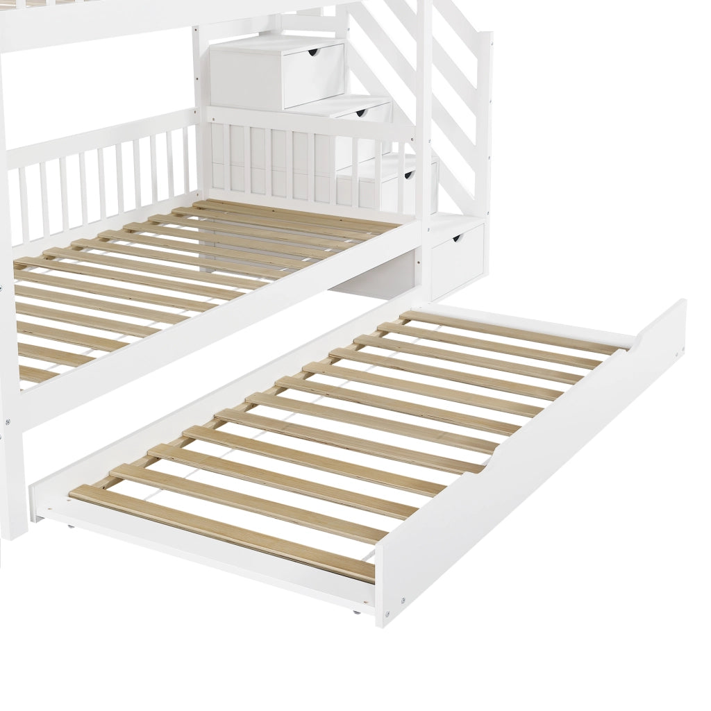 Letto a Castello 90x200 cm e 90x190 cm con Armadio Scala; Corrimano e Estraibile