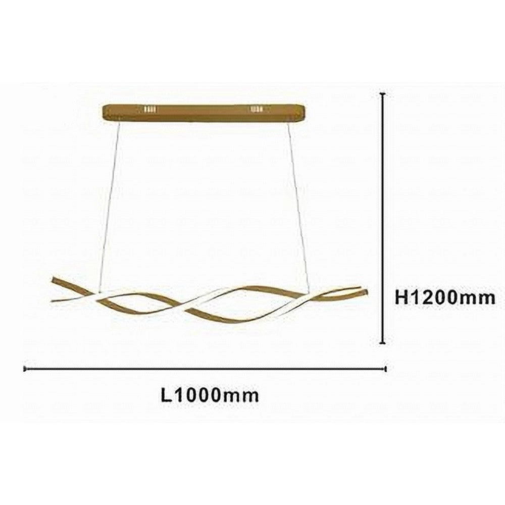 Trade Shop - Lampadario Led A Sospensione 48w Oro Spirale Ondulato Vortice Intrecciato Luce 4000k 32507 -
