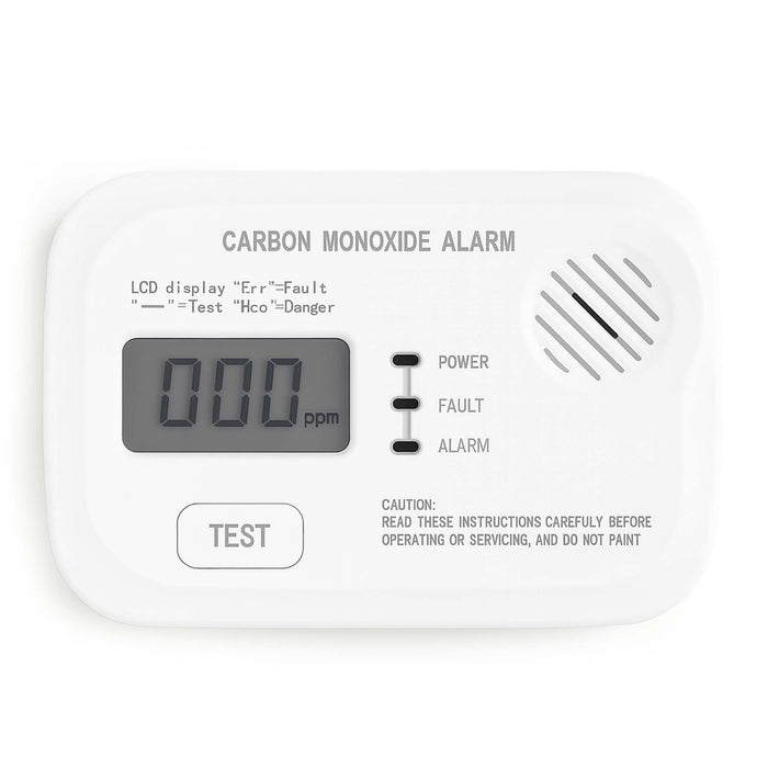 Set 2x Rilevatore monossido di carbonio con display 120 x 74 x 31 mm, allarme CO con batterie sostituibili incluse