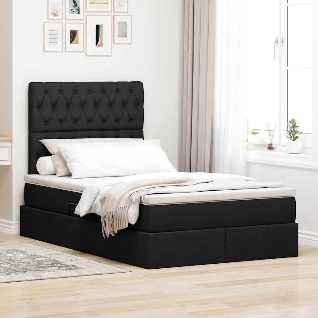 Letto con contenitore e materasso Nero 120 x 200 cm Poliestere 3371837