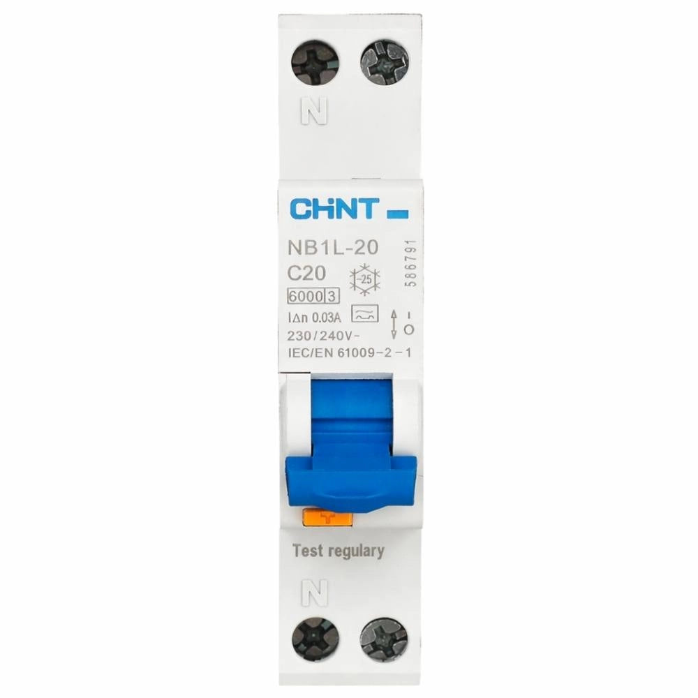 Interruttore magnetotermico differenziale 1p+n 30ma tipo a 6ka chint nb1l-20 slim *** ampere 6 ampere, confezione 1
