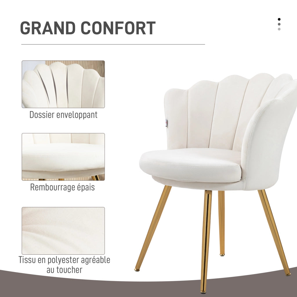 Poltrona in velluto con gambe metallo dorato ¨C Zephmum ¨C Crema