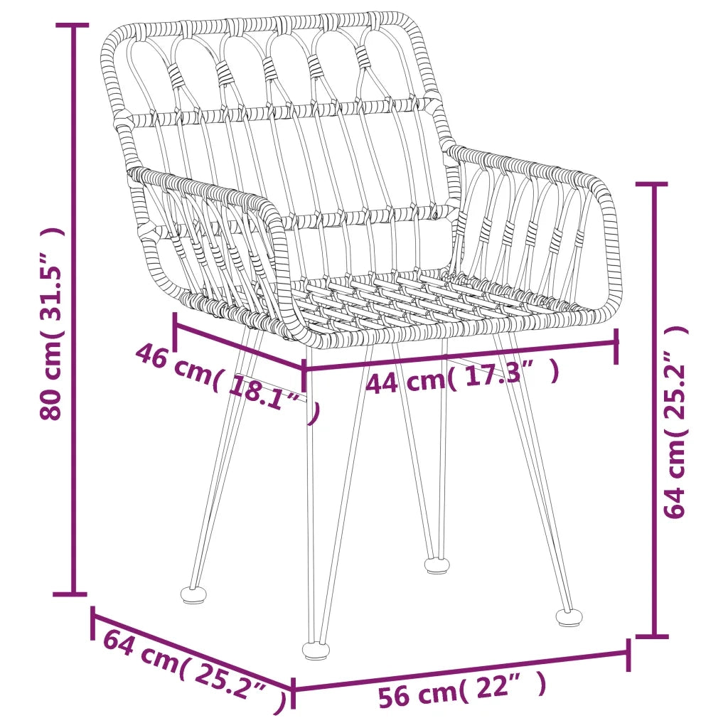 Set da Pranzo da Giardino 5 pz in Polyrattan 3157862