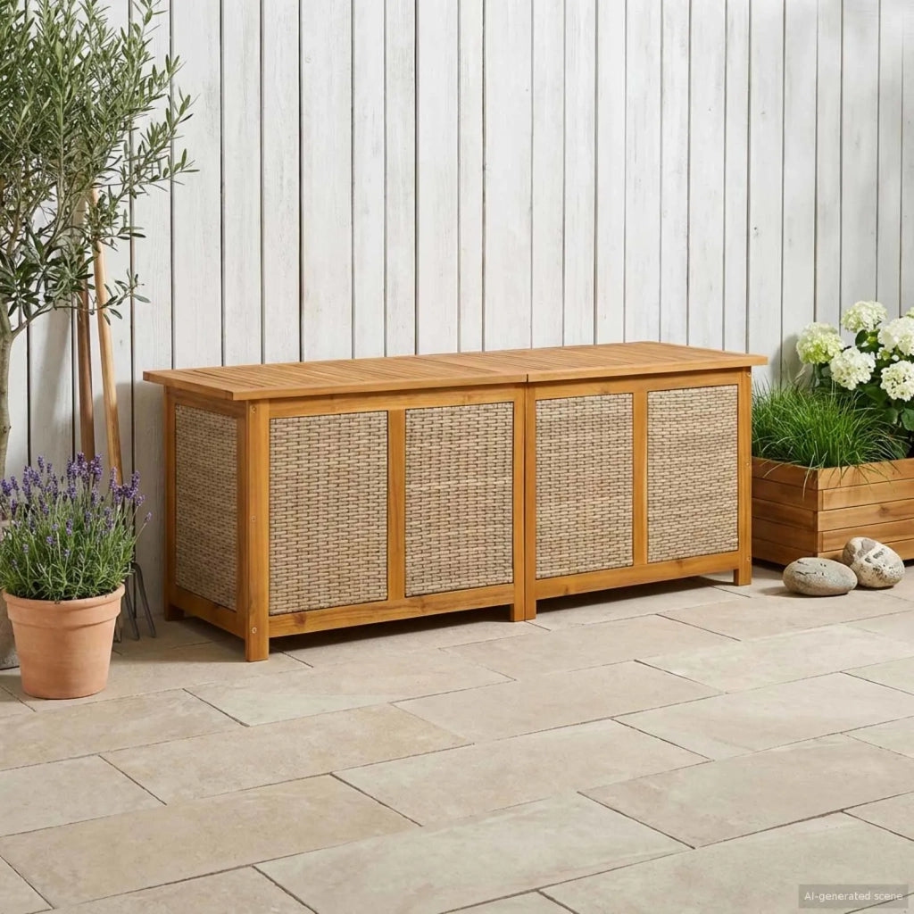 Scatola di Stoccaggio per Giardino 185 L 150 x 50 x 56 cm Beige 42002721