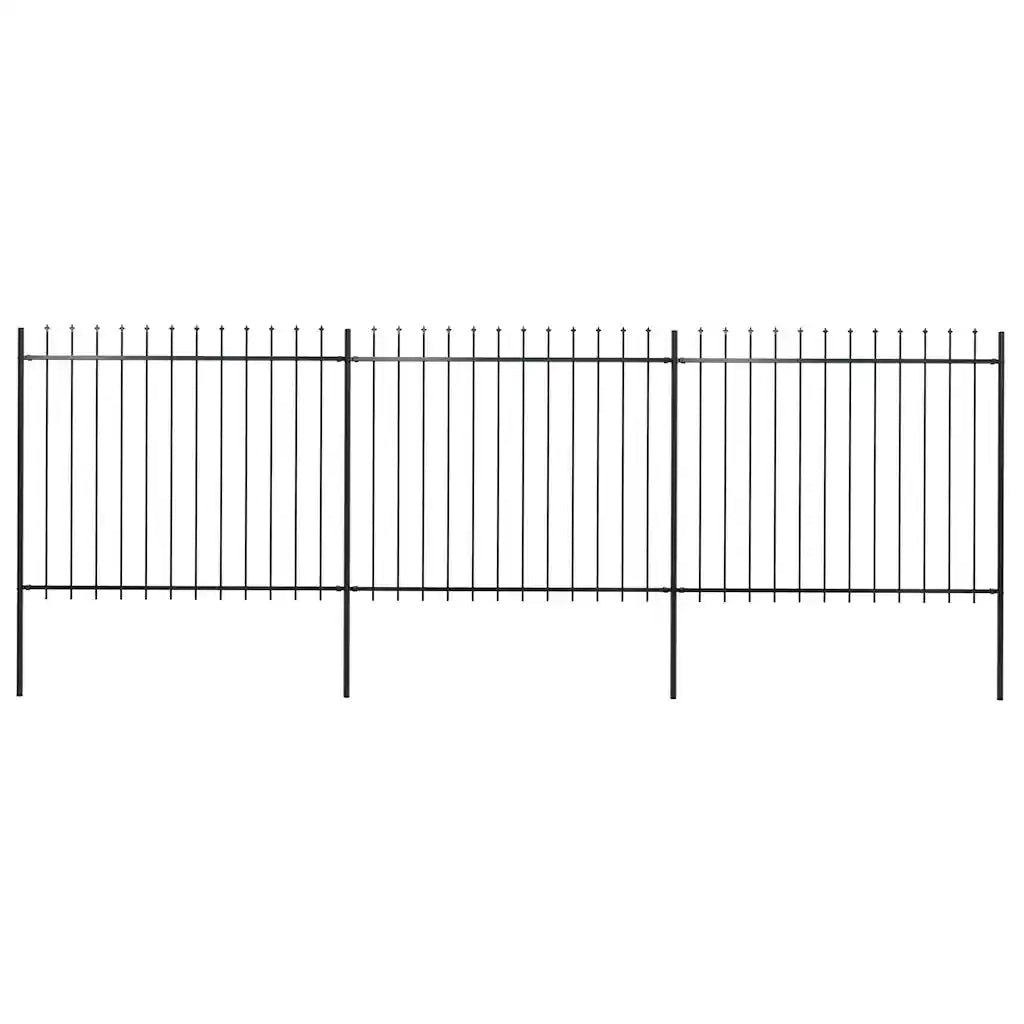 Recinzione da Giardino con Punta a Lancia in Acciaio 504x150 cm Nero 277631