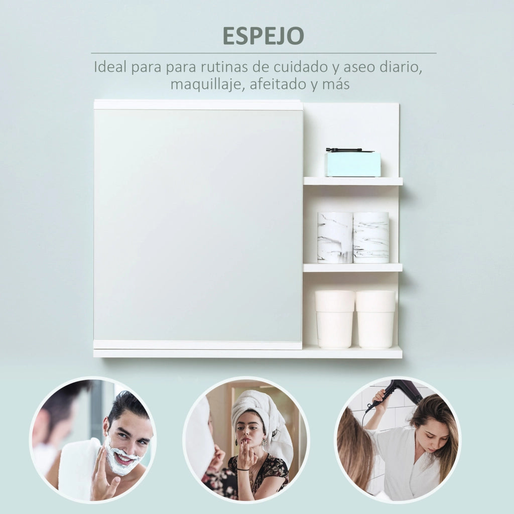 Mobile Bagno con Specchio e Ripiani ¨C zephmum ¨C Bianco 60x18x50 cm