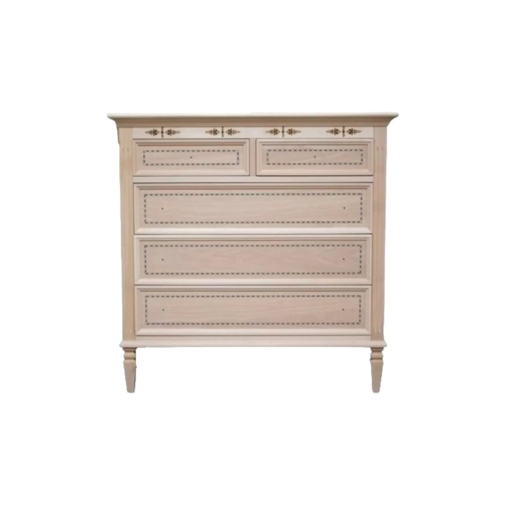 Cassettiera classica 5 cassetti legno grezzo l.100 p.41 h.100 - Mobili 2G
