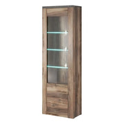 Vetrina alta design 1 porta, collezione SANTIAGO. Color noce e nero effetto legno.