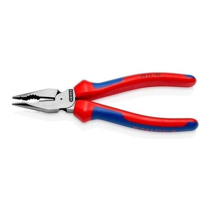 KNIPEX 08 22 185 Pinza Universale con Testa a Punta 185 mm Manici Comfort con Taglienti Temprati 64 HRC colore Nero