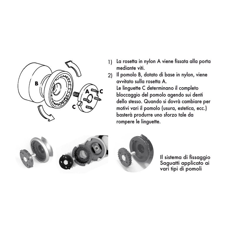 Pomolo fisso per porta SAGUATTI 172/60FB in alluminio oro satinato