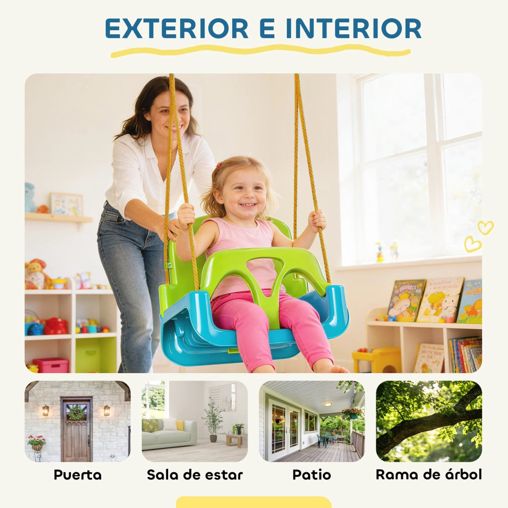 Altalena per bambini 3 in 1 con cintura di sicurezza ¨C zephmum ¨C Verde scuro
