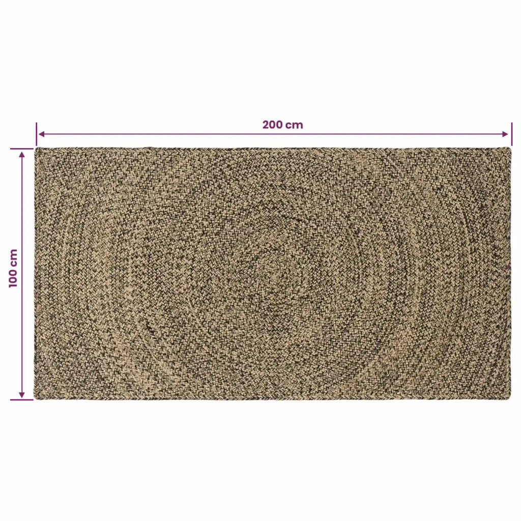 Tappeti per area Naturale e Nero 100 x 200 cm Juta