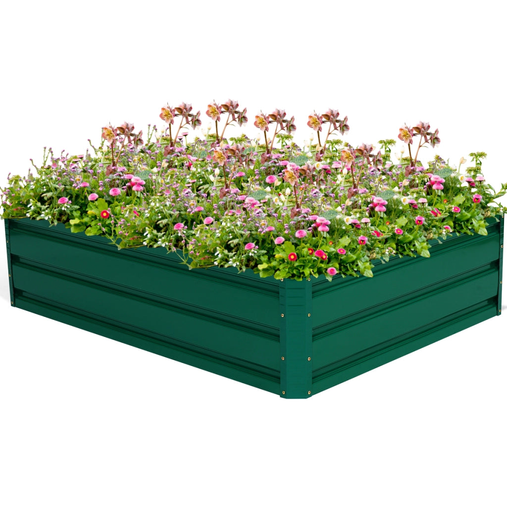 Telaio per letto da giardino in metallo da esterno per fiori piante e verdure, Letto da giardino rialzato in acciaio Verde