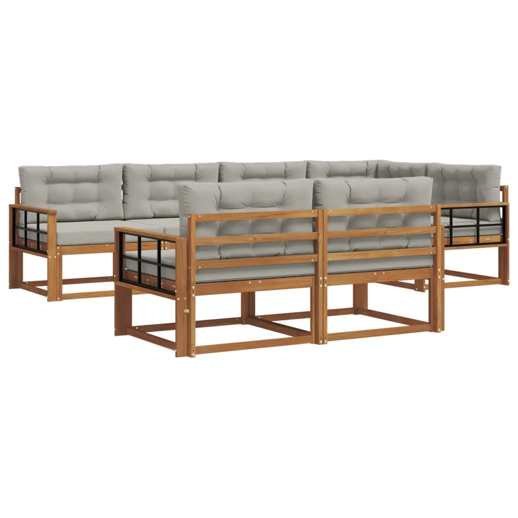 Set di divani da esterno 7 pcs Naturale e Grigio Chiaro