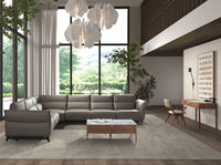 Divano angolare componibile relax in pelle grigio scuro