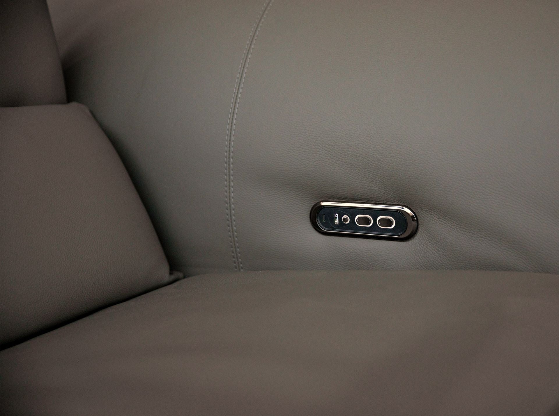 Divano angolare componibile relax in pelle grigio scuro