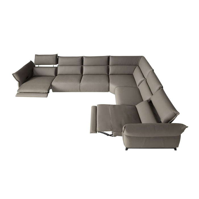 Divano angolare componibile relax in pelle grigio scuro