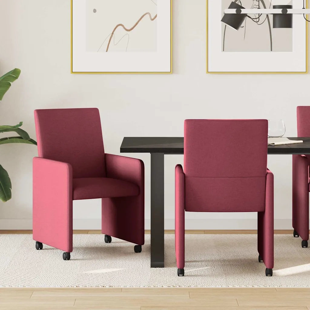 Sedie da Pranzo con Ruote 2 pcs Rosso vino 57 x 66 x 94 cm 42017810