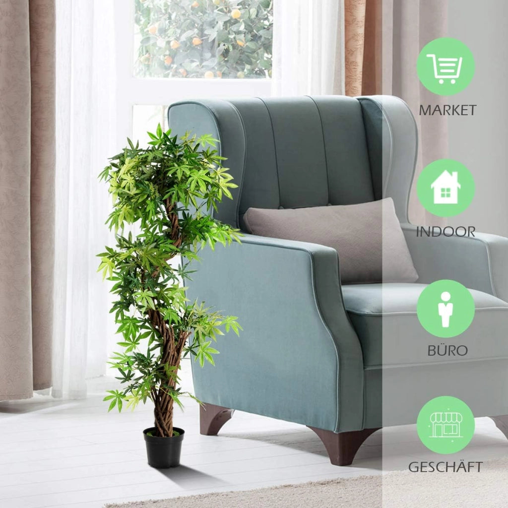Bonsai Artificiale, Albero per Interni, Pianta Artificiale con Vaso, Albero Decorativo, Ideale per Casa, Ufficio, Ristorante (160 x 19 x 19 cm)