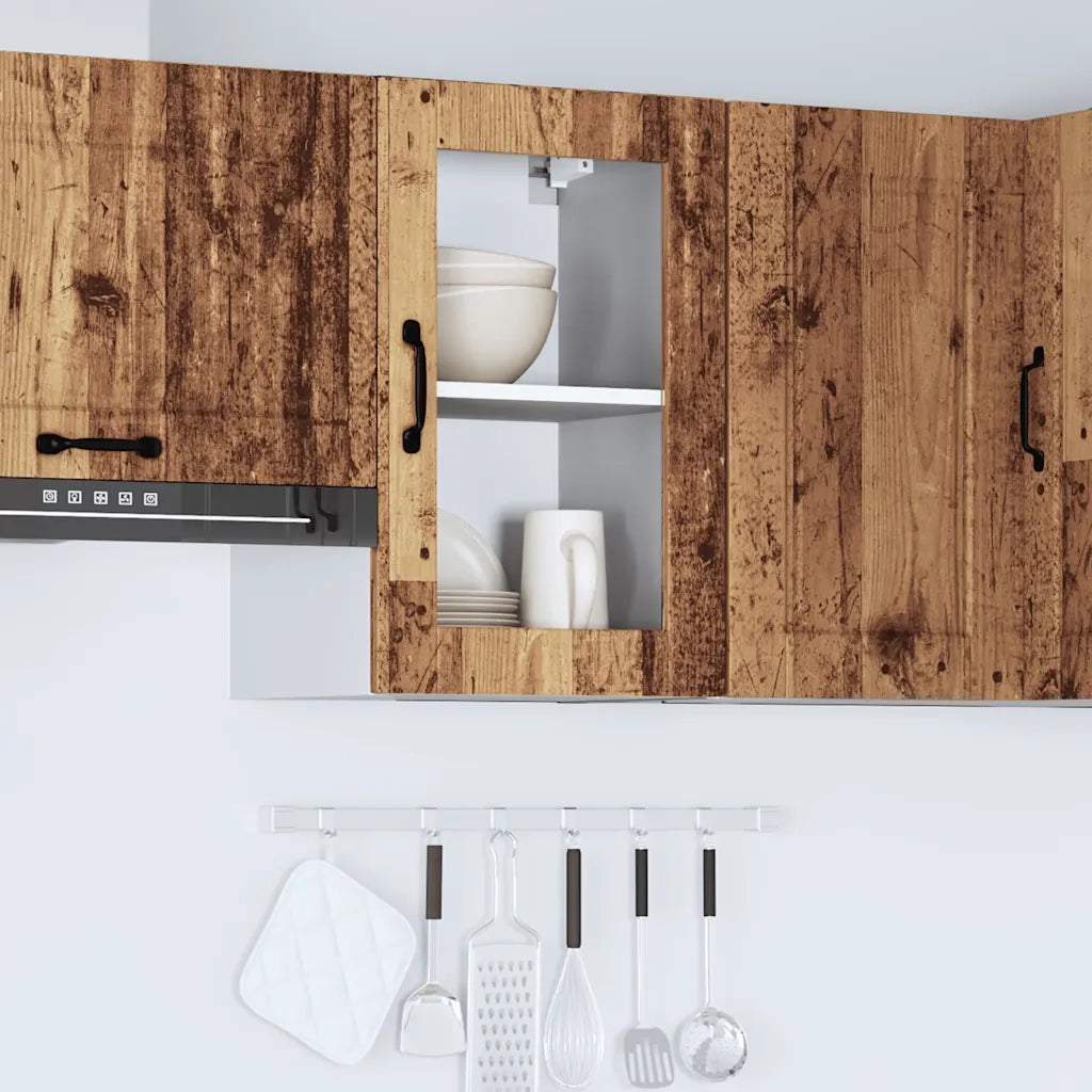 Pensile da Cucina con Porta in Vetro Porto Legno Vecchio