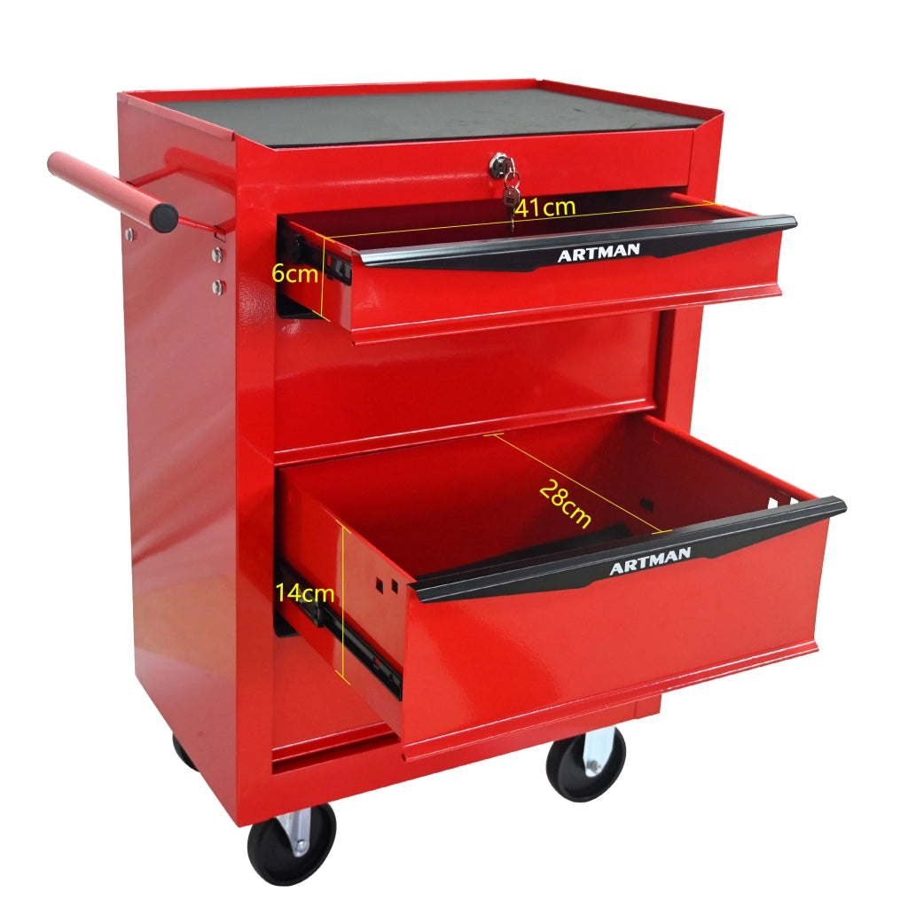 CARRELLO PORTAUTENSILI 4 Cassetti 60 x 33 x 77,5 cm Acciaio Rosso/Nero