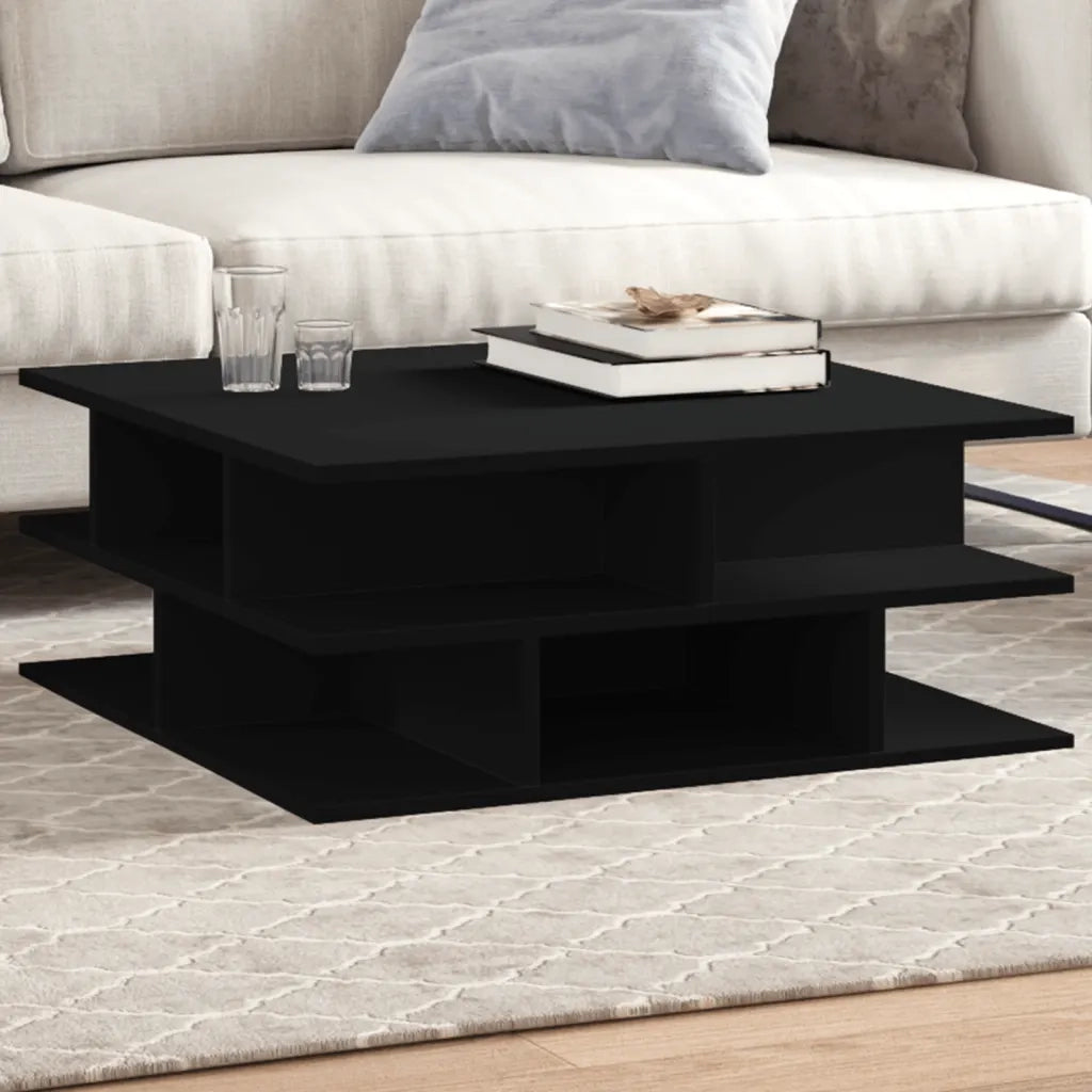 Tavolino da Salotto-Tavolino da soggiorno-Tavolo Nero 70x70x29 cm in Legno Multistrato