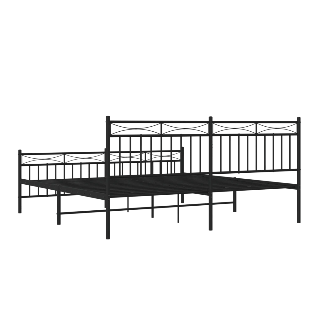 Giroletto con Testiera e Pediera Metallo Nero 183x213 cm 373714