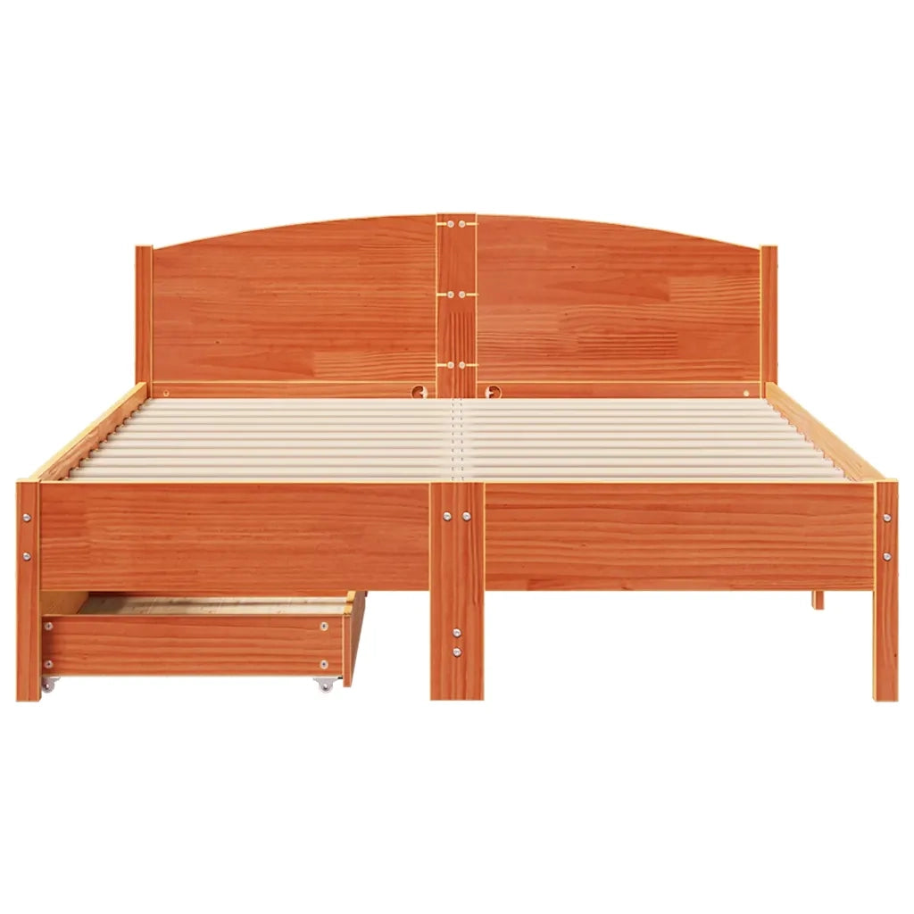 Letto senza Materasso Marrone Cera 120x200 cm in Legno di Pino