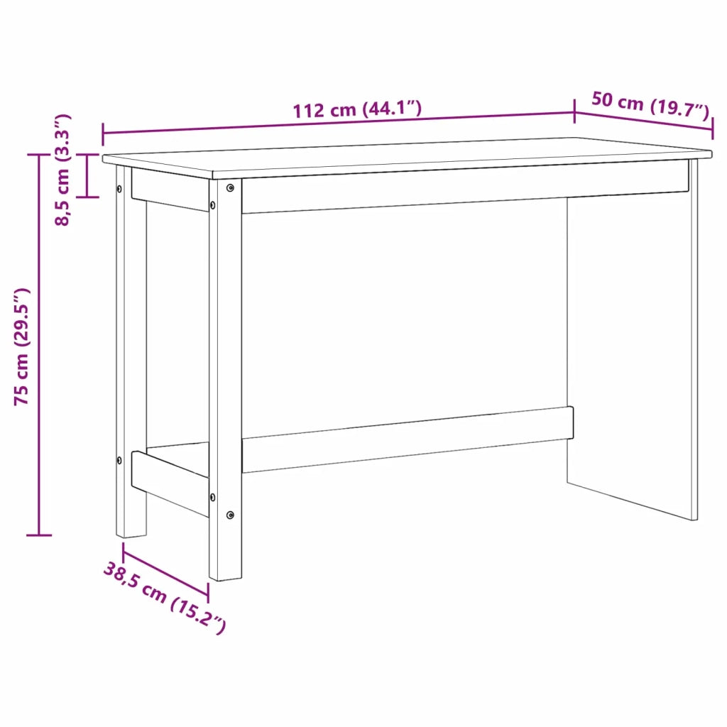 Scrivania Marrone 112 x 50 x 75 cm Legno di Pino Massello 42032396