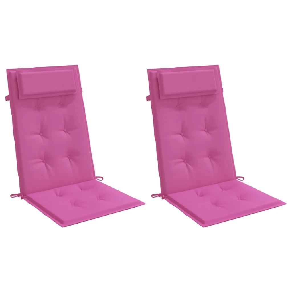 Cuscini per Sedia con Schienale Alto 2pz Rosa in Tessuto Oxford
